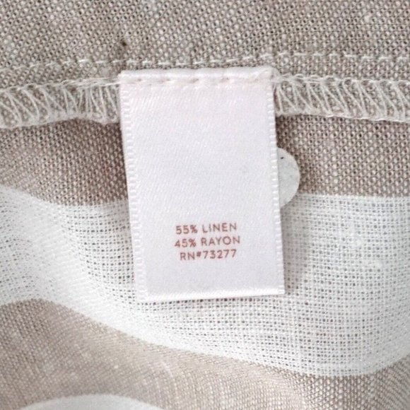 New LC Lauren Conrad Tan White Striped Pleated Ruffle Button Up Linen Top XS - Picture 8 of 8